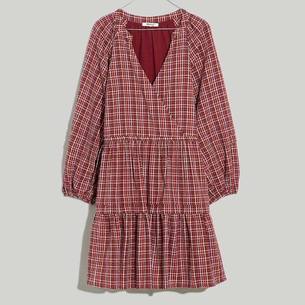Madewell Lucie Long-Sleeve Seersucker Wrap Mini Dress Size Small S NWT